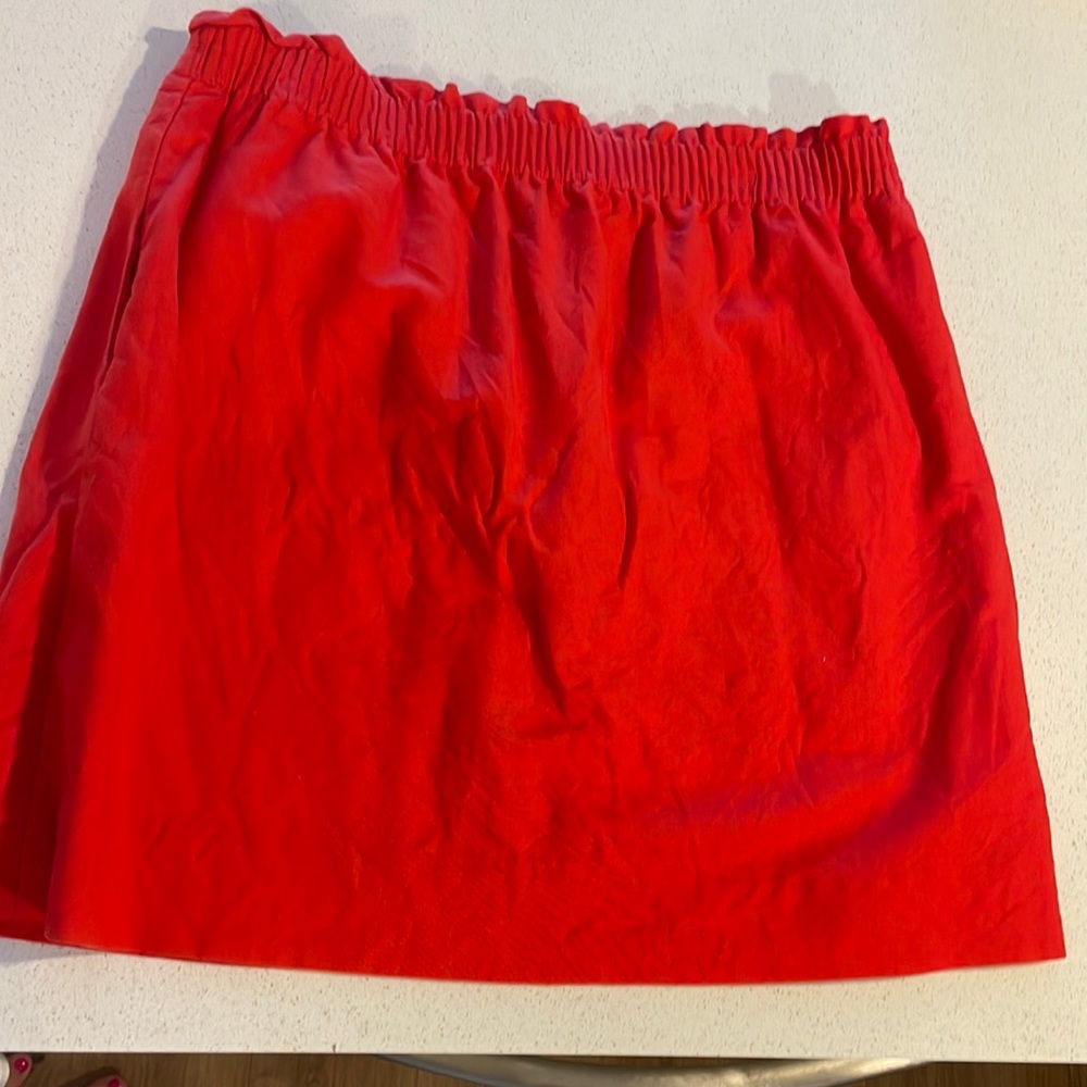 J. Crew Factory Red Elastic Waist Sidewalk Mini Skirt